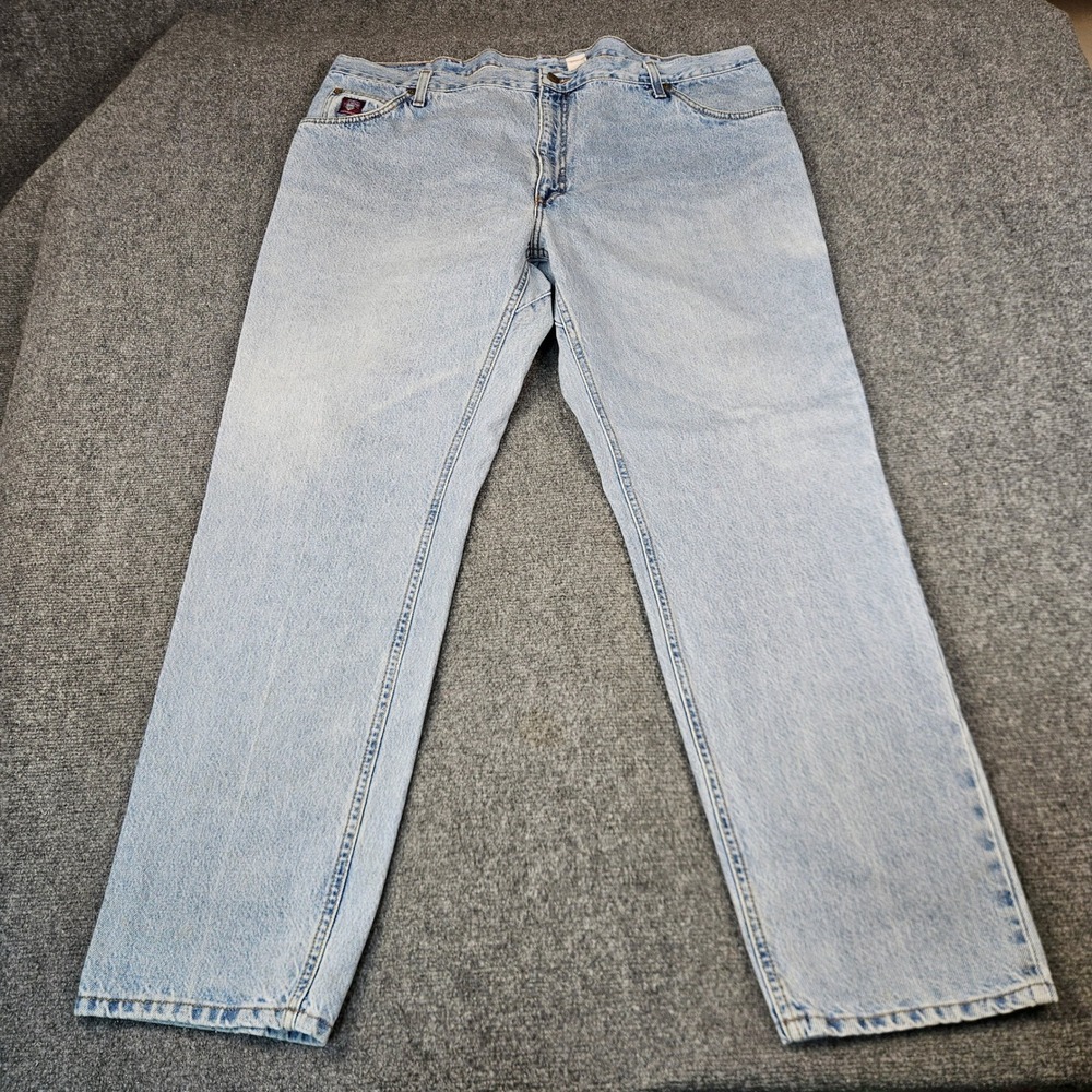 Diamond Cut Mens Light Wash Straight Leg Denim Jeans Blue Regular Fit 44x32